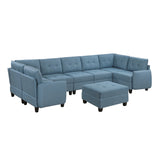 Garren Blue 8-Piece Sectional with Storage and Ottoman by Homelegance at Eve Furniture