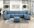Garren Blue 8-Piece Sectional with Storage and Ottoman by Homelegance at Eve Furniture