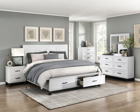Garretson White Californoa King Platform Bed with Footboard Storage by Homelegance at Eve Furniture