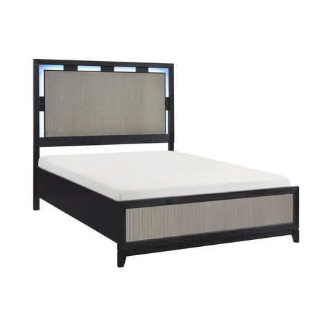 Garrison Charcoal & Gray Queen LED Panel Bed by Homelegance at Eve Furniture