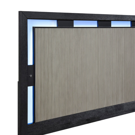 Garrison Charcoal & Gray Queen LED Panel Bed by Homelegance at Eve Furniture