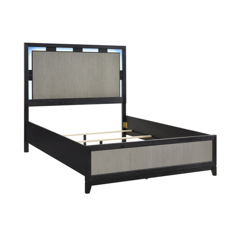 Garrison Charcoal & Gray Queen LED Panel Bed by Homelegance at Eve Furniture