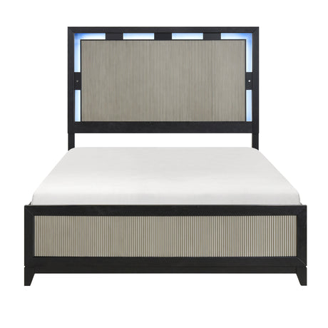 Garrison Charcoal & Gray Queen LED Panel Bed by Homelegance at Eve Furniture