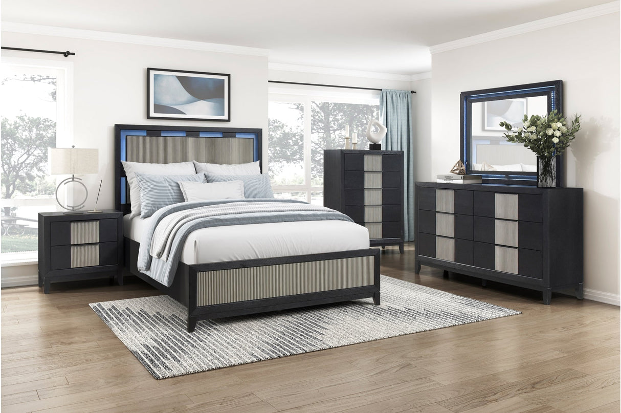 Garrison Charcoal/Gray LED Panel Bedroom Set by Homelegance at Eve Furniture
