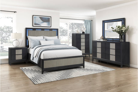 Garrison Charcoal/Gray LED Panel Bedroom Set by Homelegance at Eve Furniture