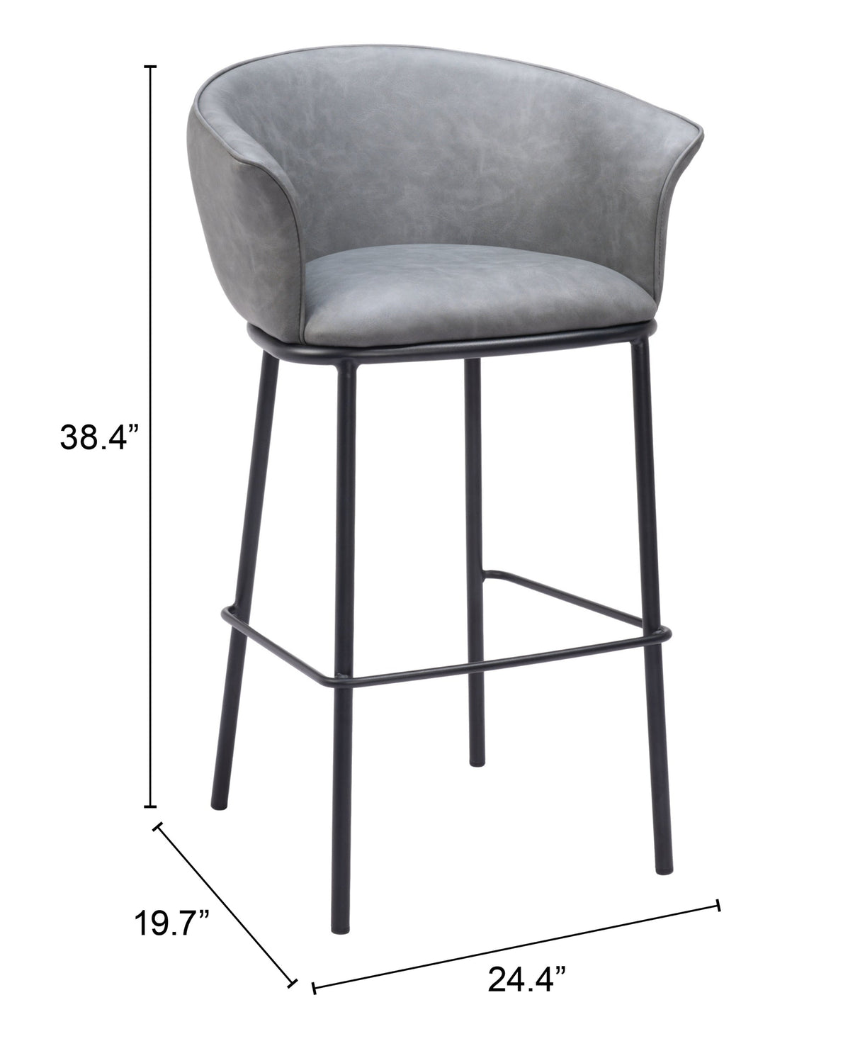 Garston Gray Barstool by Zuomod at Eve Furniture