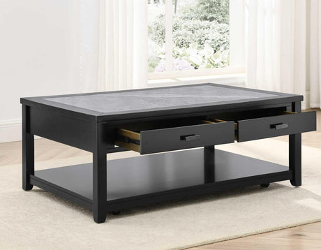Garvine Sintered Stone Coffee Table with Casters by Steve Silver at Eve Furniture