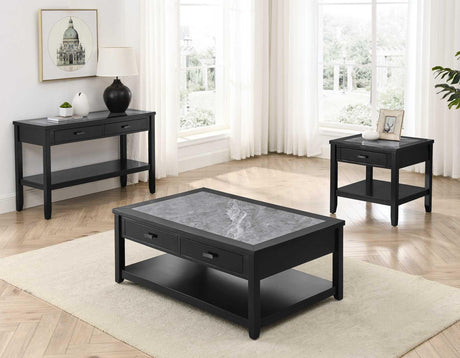 Garvine Sintered Stone Coffee Table with Casters by Steve Silver at Eve Furniture