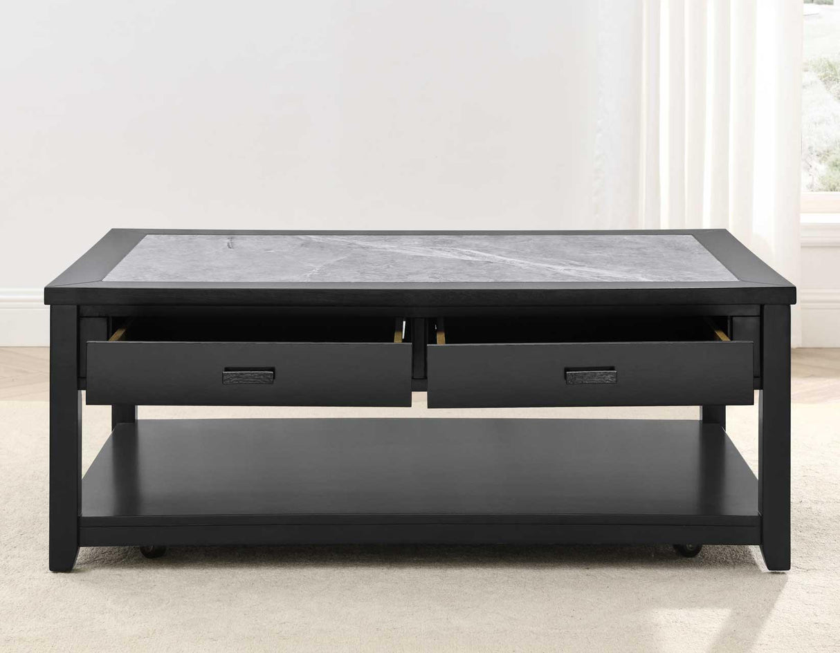 Garvine Sintered Stone Coffee Table with Casters by Steve Silver at Eve Furniture