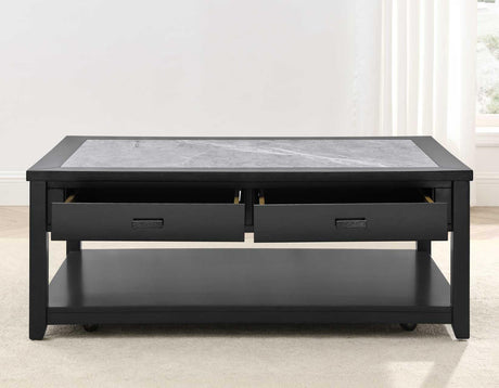 Garvine Sintered Stone Coffee Table with Casters by Steve Silver at Eve Furniture
