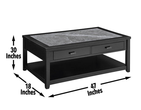 Garvine Sintered Stone Coffee Table with Casters by Steve Silver at Eve Furniture