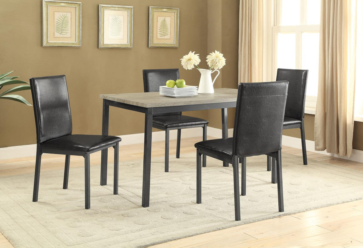 Garza Weathered Gray/Black 5-Piece Dining Set