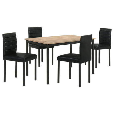 Garza Greige Oak/Black 5-piece Rectangular Dining Table by Coaster at Eve Furniture
