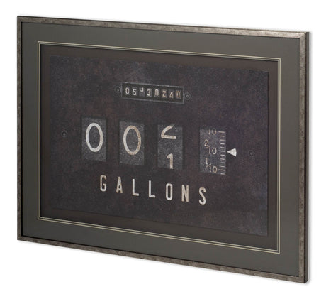 Gas Pump - Gallons by Rufus Coltrane Hand Embellished Textured Framed Art Photo Matted under Glass by Mercana at Eve Furniture