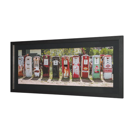 Gas Pumps by Richard Silver Hand Embelished Framed Art Print Matted under Glass by Mercana at Eve Furniture