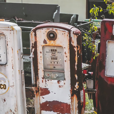 Gas Pumps by Richard Silver Hand Embelished Framed Art Print Matted under Glass by Mercana at Eve Furniture