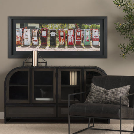 Gas Pumps by Richard Silver Hand Embelished Framed Art Print Matted under Glass by Mercana at Eve Furniture