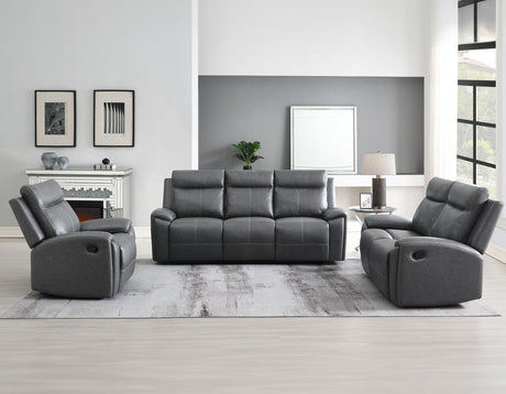 Gaston Gray 3-Piece Manual Reclining Set by Steve Silver at Eve Furniture