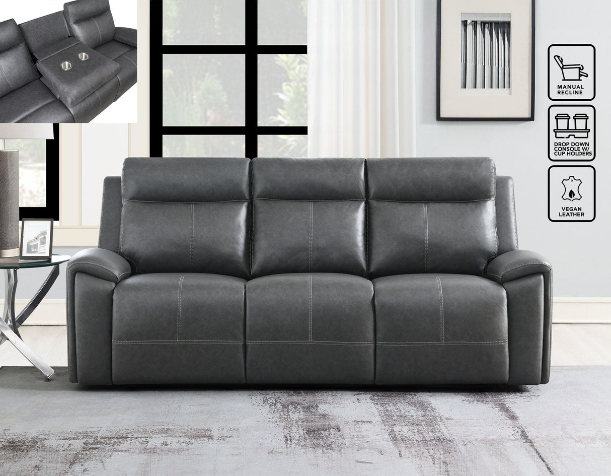Gaston Gray 3-Piece Manual Reclining Set by Steve Silver at Eve Furniture