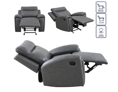 Gaston Gray Manual Glider Recliner by Steve Silver at Eve Furniture