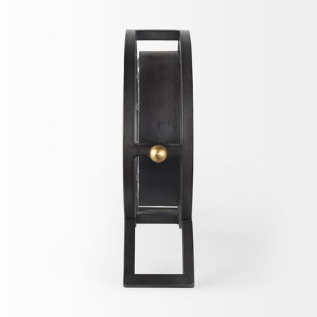 Gaston Gray Metal Circular Table Clock by Mercana at Eve Furniture