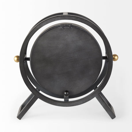 Gaston Gray Metal Circular Table Clock by Mercana at Eve Furniture