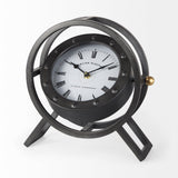 Gaston Gray Metal Circular Table Clock by Mercana at Eve Furniture