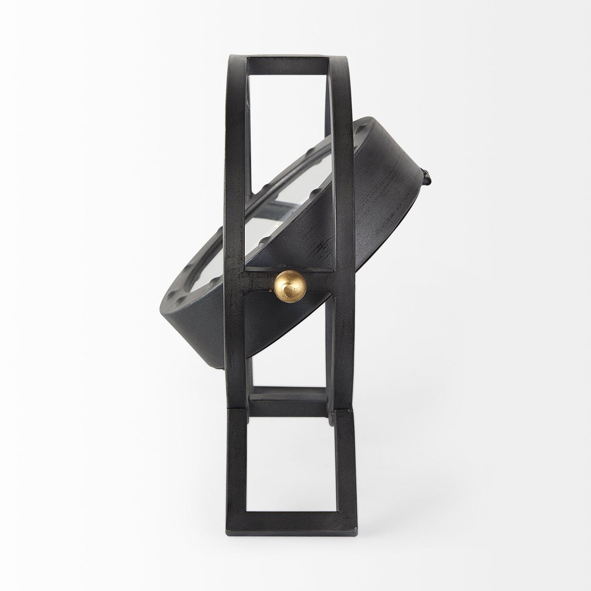 Gaston Gray Metal Circular Table Clock by Mercana at Eve Furniture