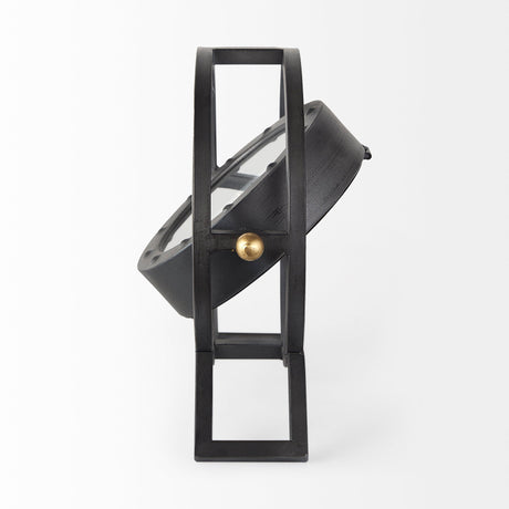 Gaston Gray Metal Circular Table Clock by Mercana at Eve Furniture