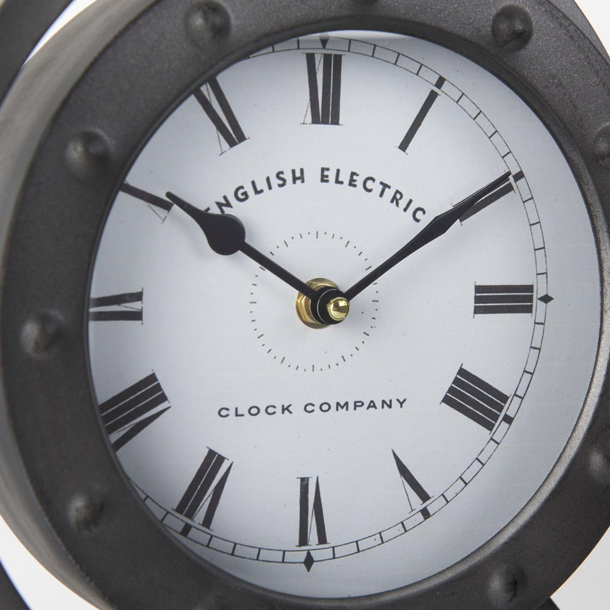Gaston Gray Metal Circular Table Clock by Mercana at Eve Furniture