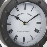 Gaston Gray Metal Circular Table Clock by Mercana at Eve Furniture