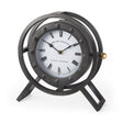 Gaston Gray Metal Circular Table Clock by Mercana at Eve Furniture