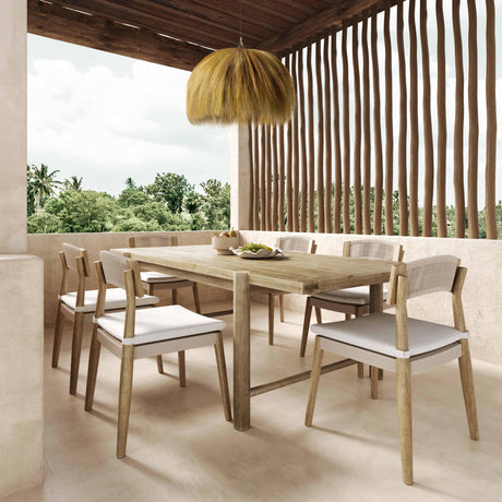 Gata Light Teak Outdoor 87" Rectangular Dining Table by TOV Furniture at Eve Furniture