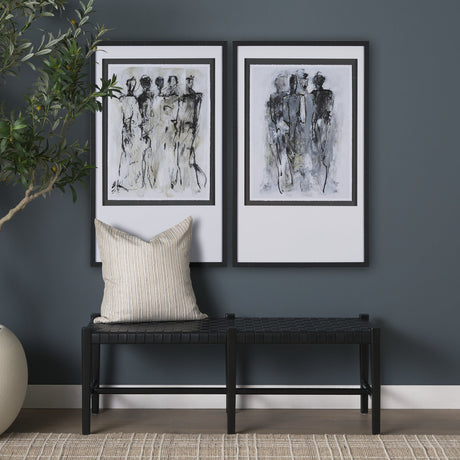 Gathering II by Mercana Studio a Hand Embellished Textured Framed Art Print Matted under Glass by Mercana at Eve Furniture