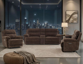 Gatlin Brown Fabric 3-Piece Power Reclining Set by Steve Silver at Eve Furniture
