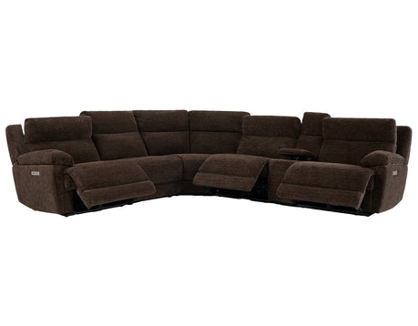 Gatlin Dual-Power Brown Fabric 6-Piece Modular Reclining Sectional by Steve Silver at Eve Furniture