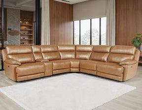 Gatlin Dual-Power Leather 6-Piece Modular Reclining Sectional by Steve Silver at Eve Furniture