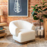 Gatsby Estelle 35" Swivel Accent Chair in Cream Boucle Fabric by Home Trends & Design at Eve Furniture