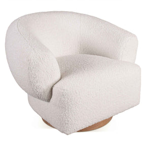 Gatsby Estelle 35" Swivel Accent Chair in Cream Boucle Fabric by Home Trends & Design at Eve Furniture
