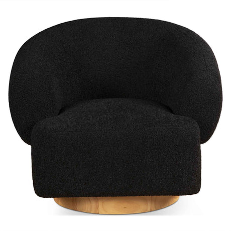Gatsby Estelle 35" Swivel Accent Chair in Midnight Boucle Fabric by Home Trends & Design at Eve Furniture