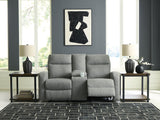 Gauntlet Sterling Manual Reclining Loveseat with Console by Ashley at Eve Furniture