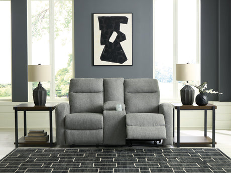 Gauntlet Sterling Manual Reclining Loveseat with Console by Ashley at Eve Furniture