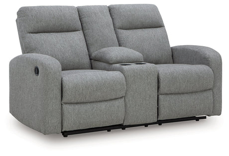 Gauntlet Sterling Manual Reclining Loveseat with Console by Ashley at Eve Furniture