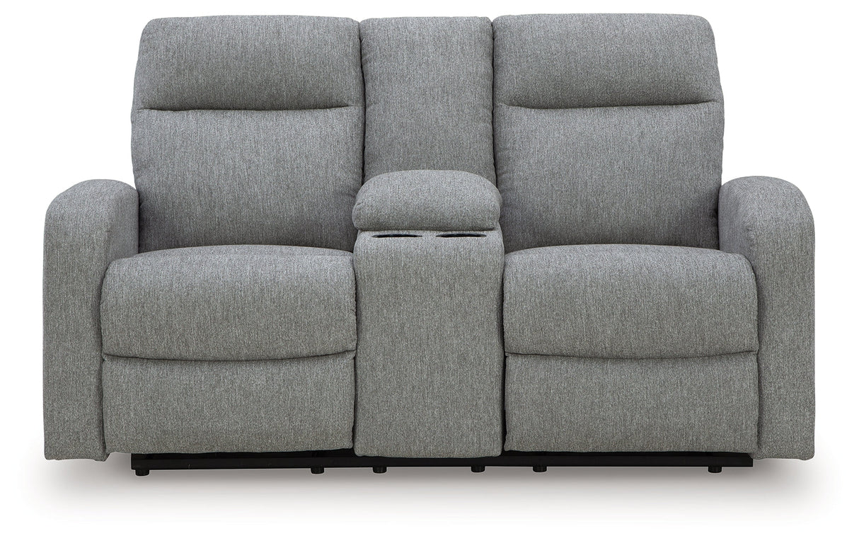 Gauntlet Sterling Manual Reclining Loveseat with Console by Ashley at Eve Furniture