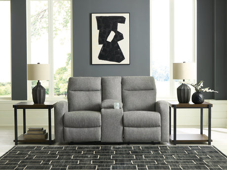 Gauntlet Sterling Manual Reclining Loveseat with Console by Ashley at Eve Furniture