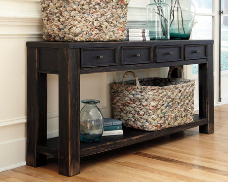Gavelston Black Sofa/Console Table by Ashley at Eve Furniture