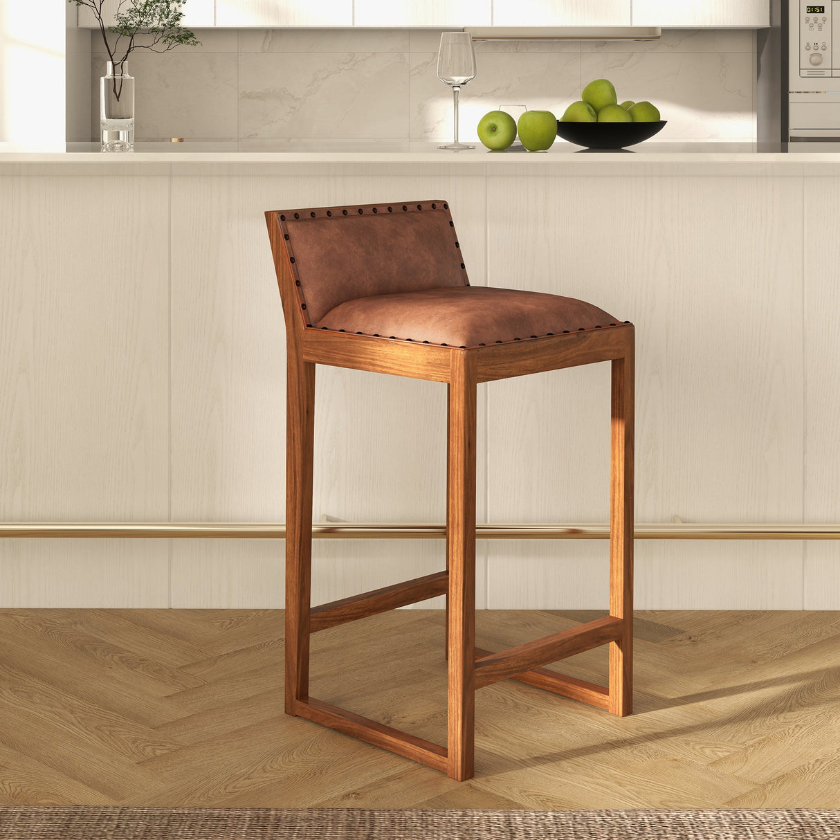 Gavin 25'' Solid Wood Genuine Leather Counter Stool by Ashcroft Furniture at Eve Furniture