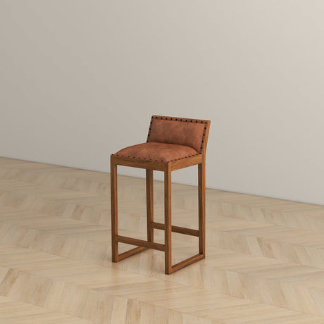 Gavin 25'' Solid Wood Genuine Leather Counter Stool by Ashcroft Furniture at Eve Furniture