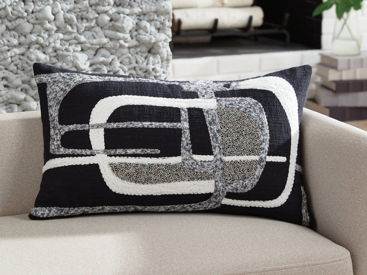 Gavrileigh Black/Gray/Ivory Pillow (Set of 4) by Ashley at Eve Furniture