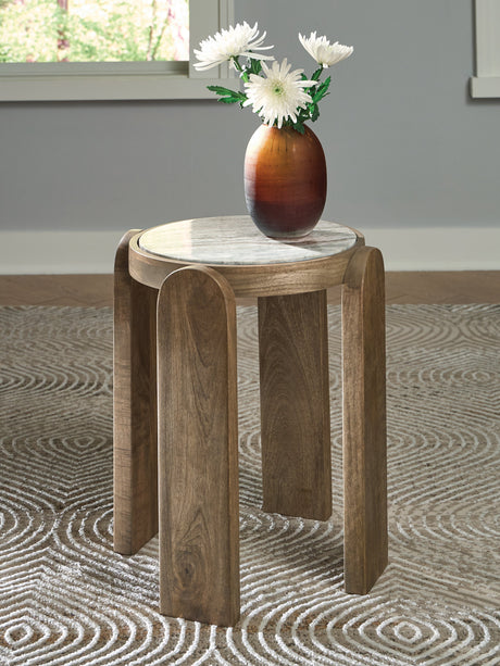 Gavrilley Gray/White/Brown Accent Table by Ashley at Eve Furniture